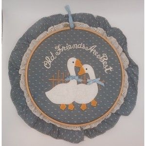 Vintage House of LLoyd Quilt Embroidery Raised  Blue Bow Goose.
